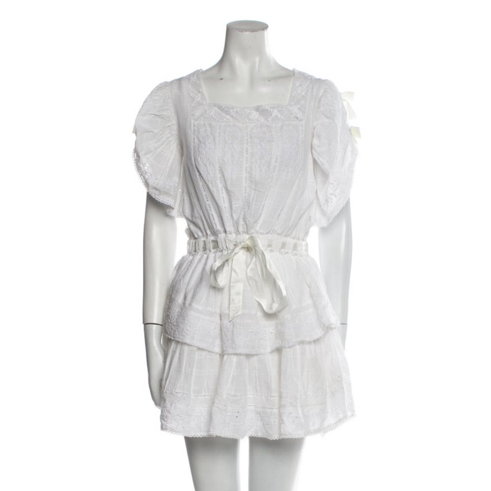 LoveShackFancy White ruffle mini dress